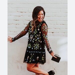 Free People Hearts Are Wild Embroidered
Tulle Dress in black - Small